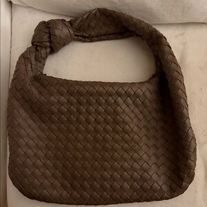 Elegant Brown Woven Handbag